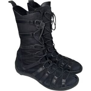 ARCHE Black Suede Lace Up Boots     Size: US 8